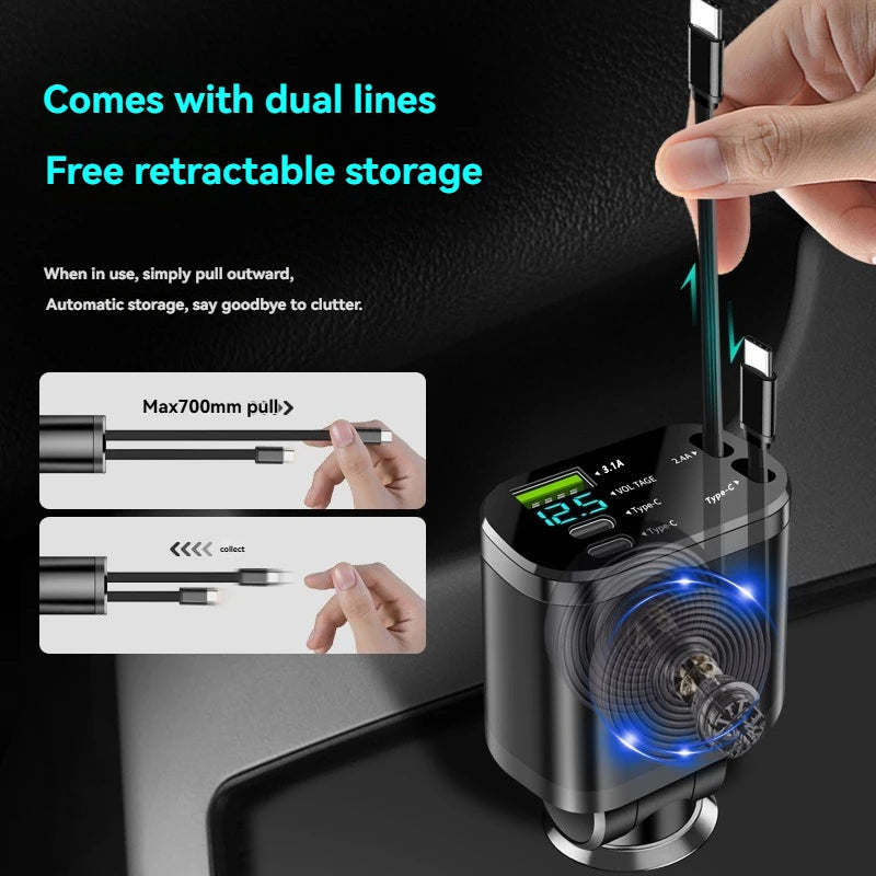 4-in-1 Retractable Fast Car Charger
