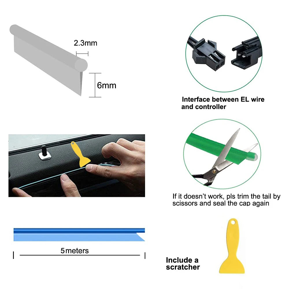 5M Car Interior Ambient LED Strip Light