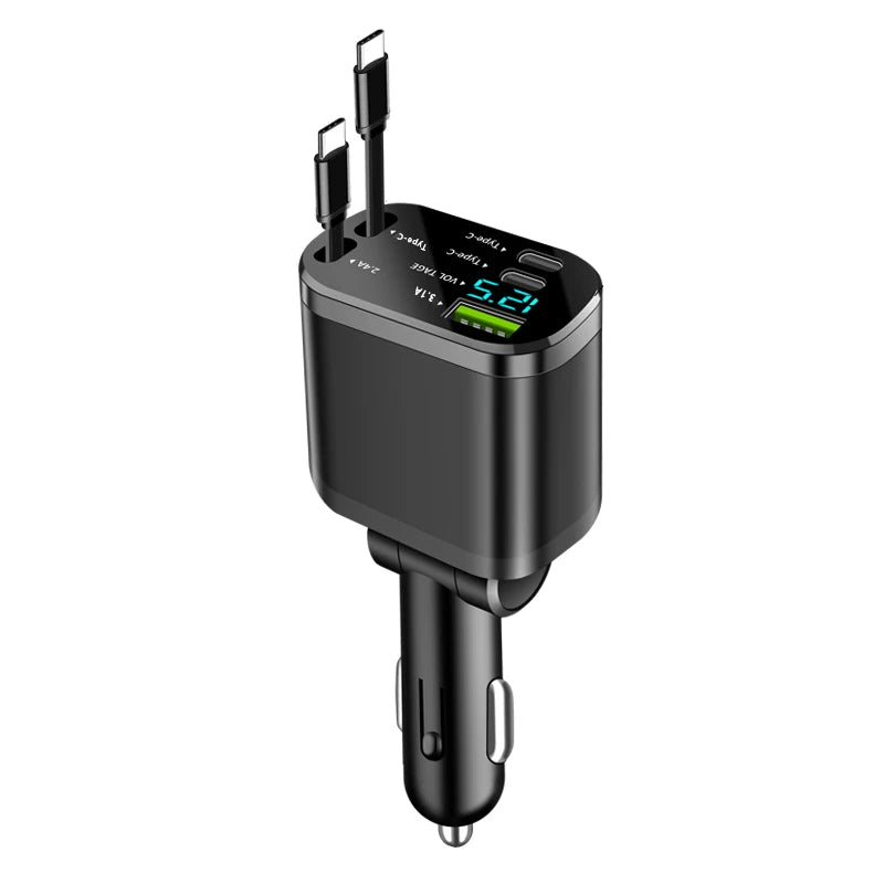 4-in-1 Retractable Fast Car Charger