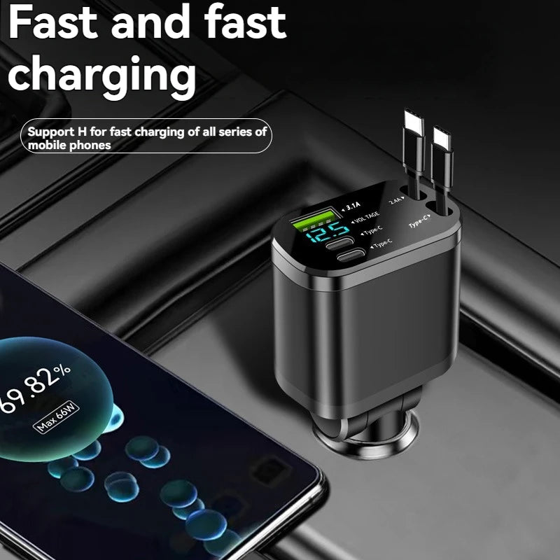 4-in-1 Retractable Fast Car Charger