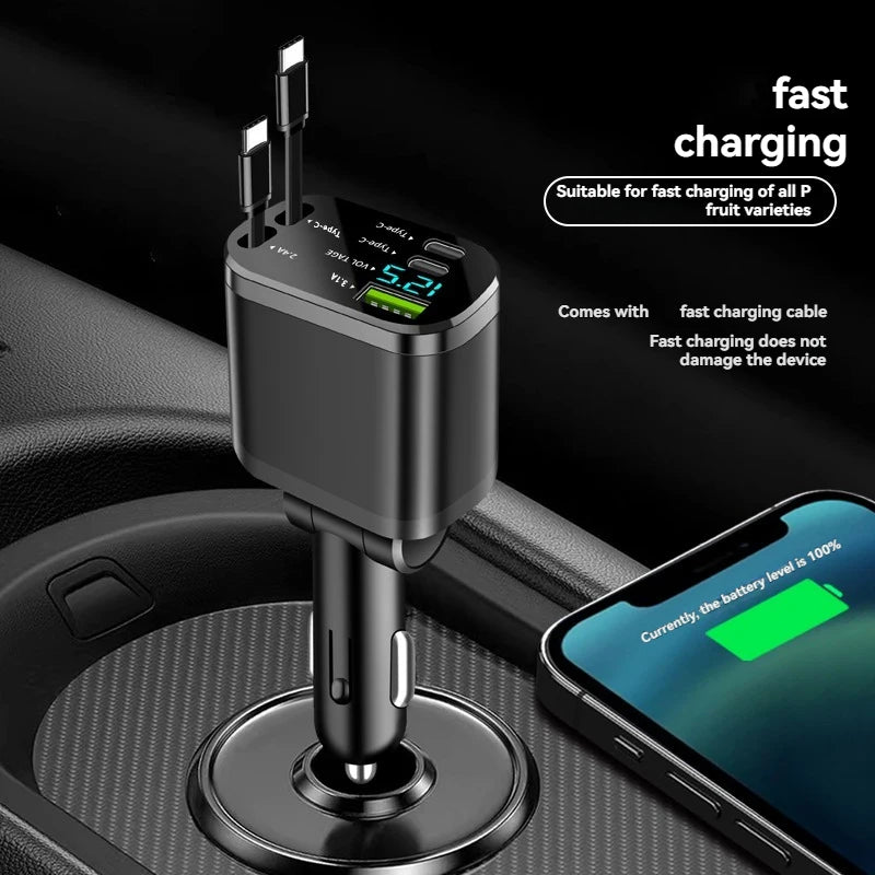 4-in-1 Retractable Fast Car Charger