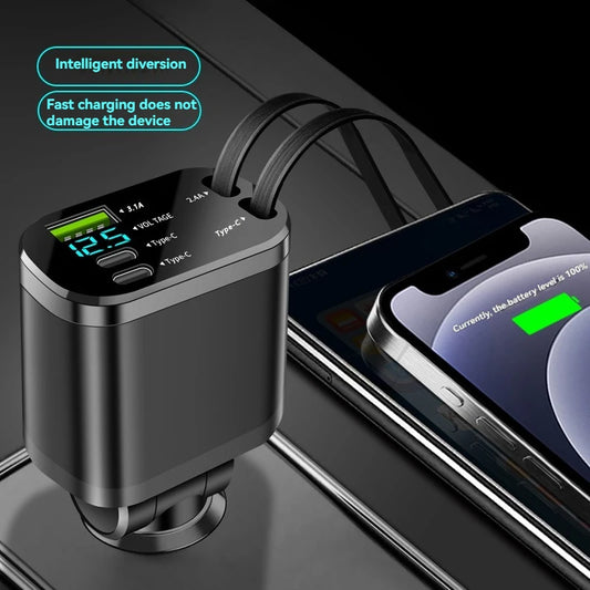 4-in-1 Retractable Fast Car Charger